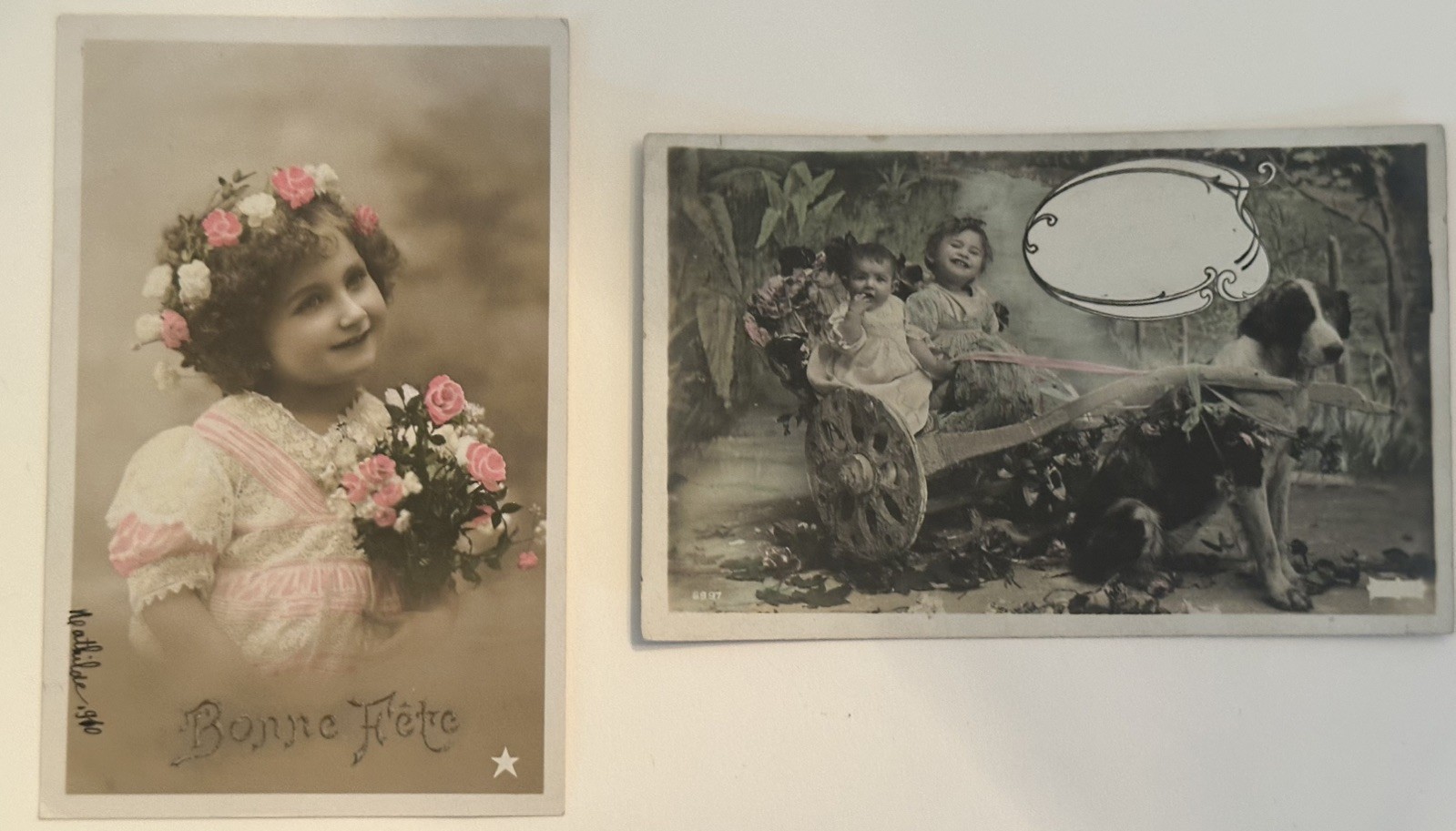 Lot 22 Vintage RPPC French Hand painted Postcards - CHILDREN Lot 22 Vintage RPPC French Hand painted Postcards - CHILDREN