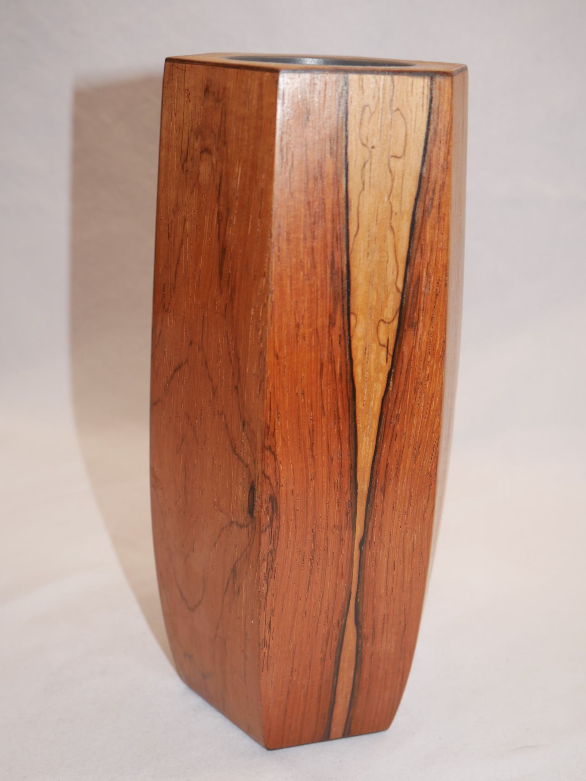 Vintage Mid Century Modern made in Denmark 6 sided Danish Teak wood Vase