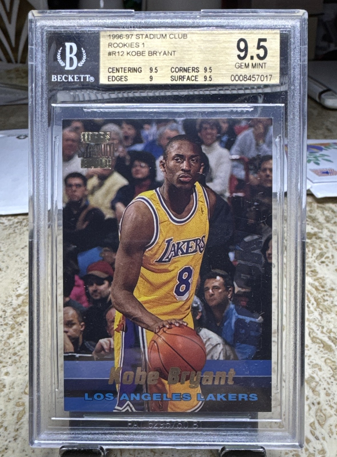 1996-97 Topps Stadium Club - Rookies Series 1 Kobe Bryant #R12 (RC) BGS 9.5 1996-97 Topps Stadium Club - Rookies Series 1 Kobe Bryant #R12 (RC) BGS 9.5