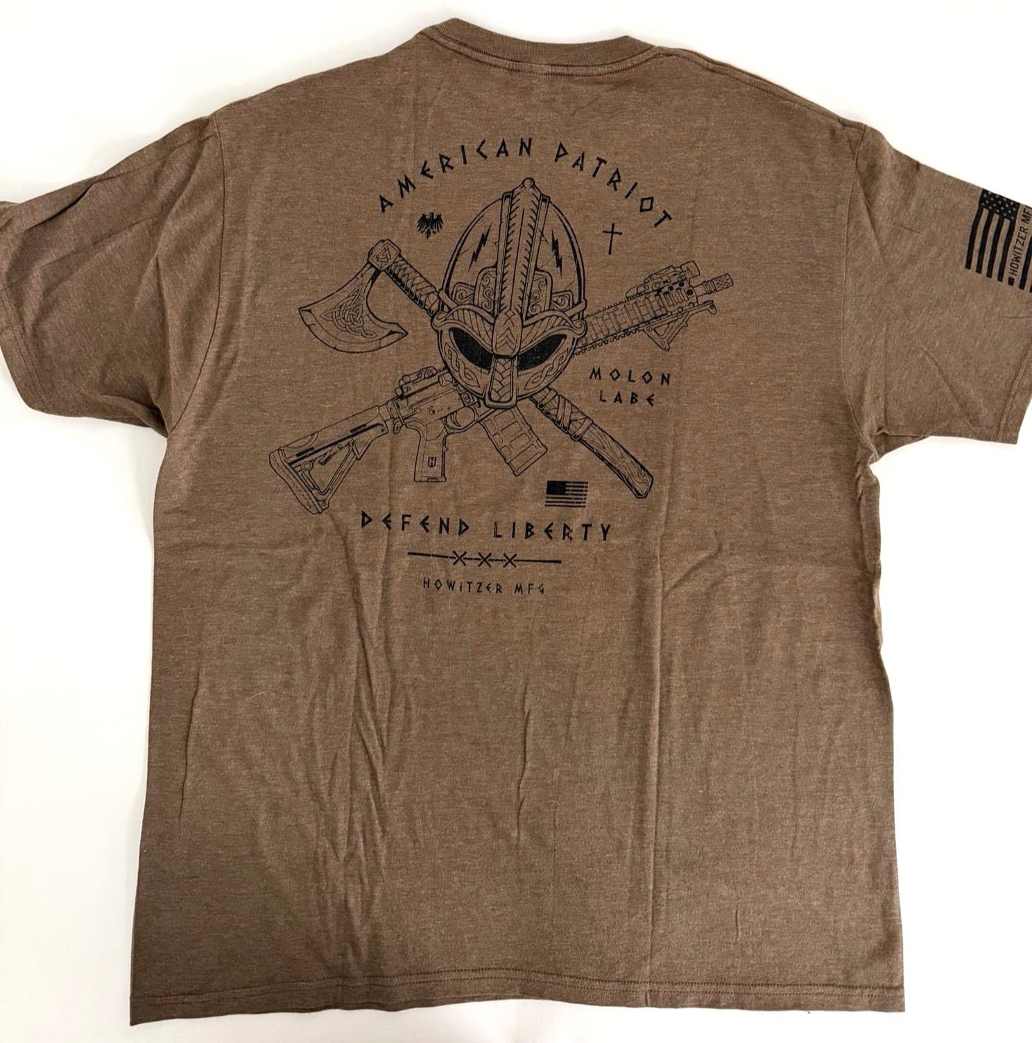 Howitzer Patriot MFG American Patriot Viking Graphic T Shirt Men XL Brown New