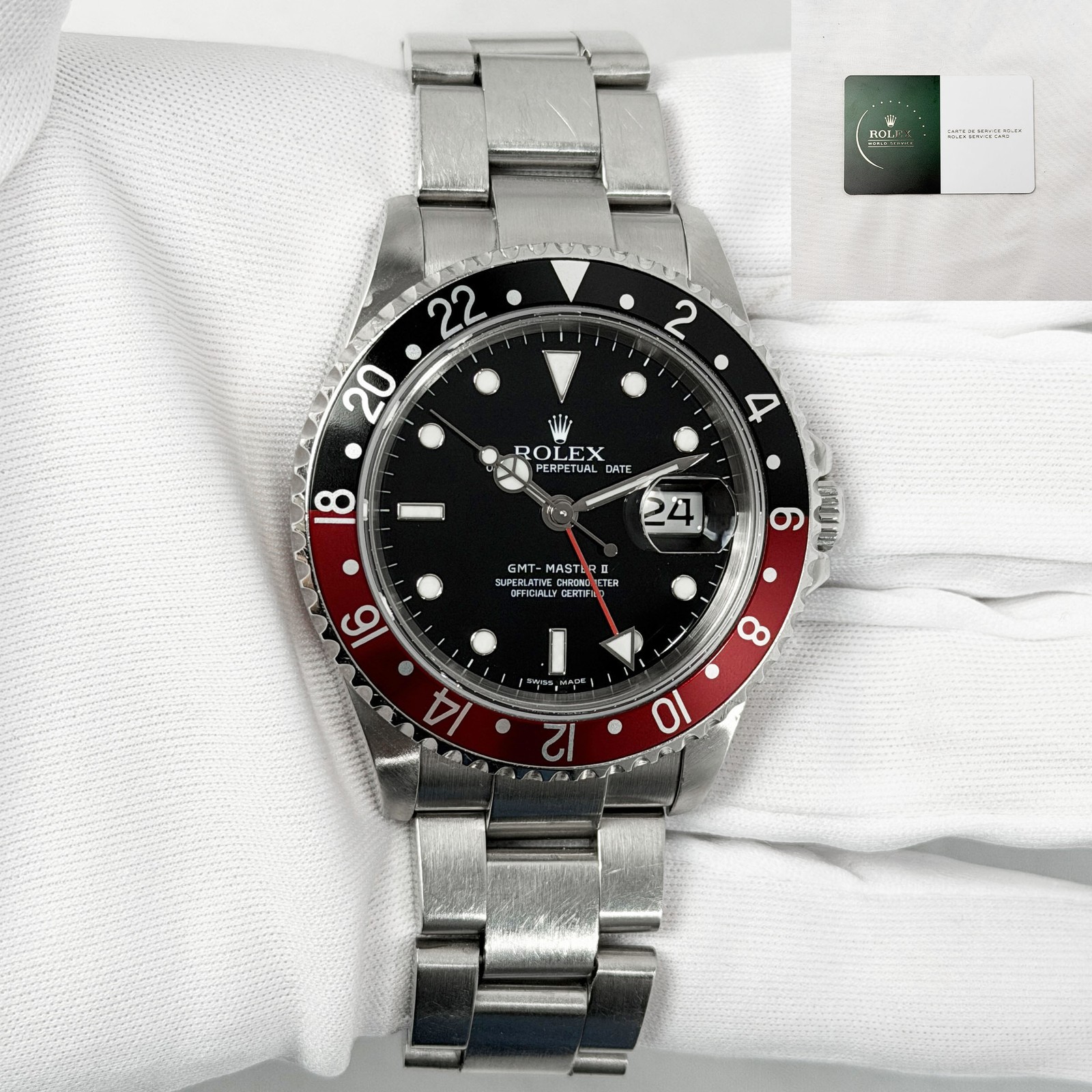 2008 Rolex GMT-Master II Coke 16710 40MM Black Steel Service Card Z-Serial