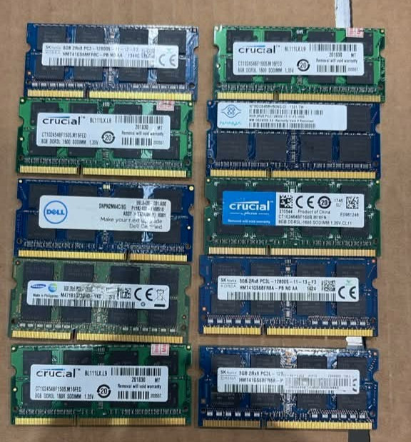 Lot of  10 Mix Brand  PC3(L)-12800S DDR3-1600 Laptop Ram
