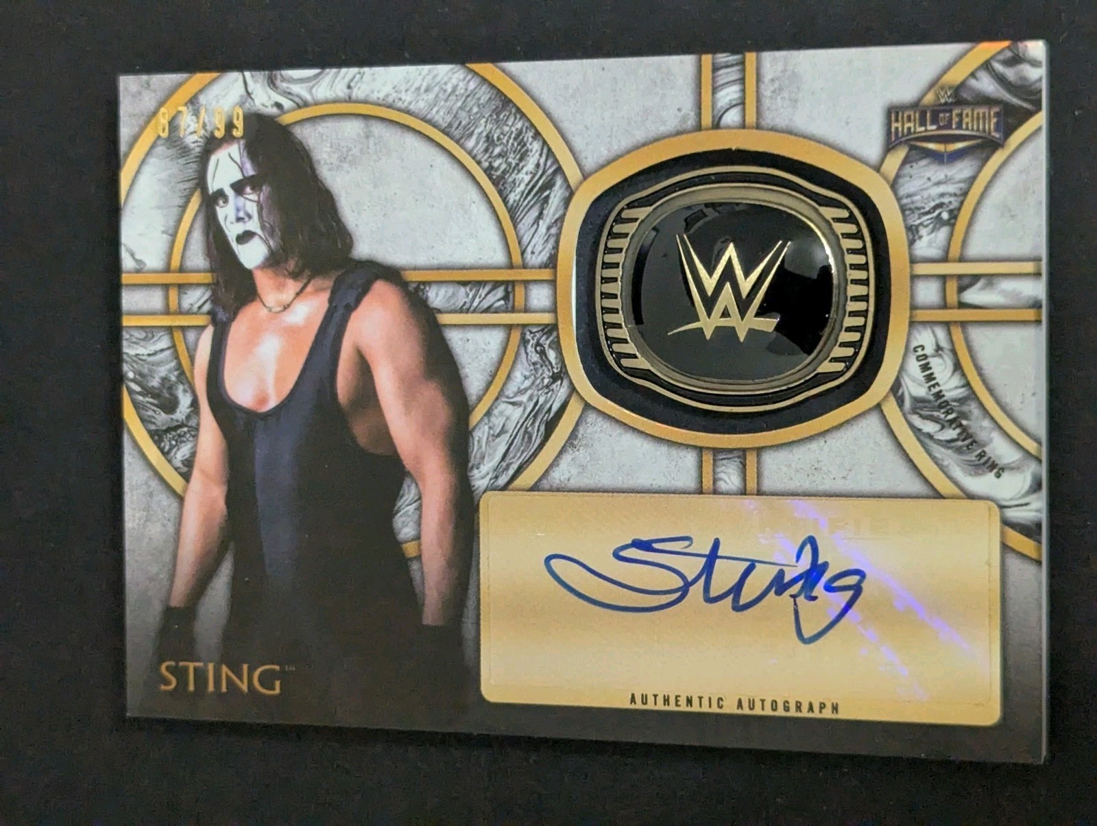 2018 Topps WWE Legends Sting /99 WWE Hall of Fame Ring Auto Card 2018 Topps WWE Legends Sting /99 WWE Hall of Fame Ring Auto Card