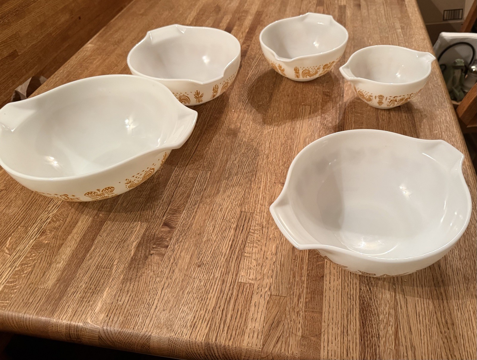 PYREX ORANGE PUMPKIN AMISH BUTTERPRINT CINDERELLA MIXING BOWLS 441-444 + BONUS