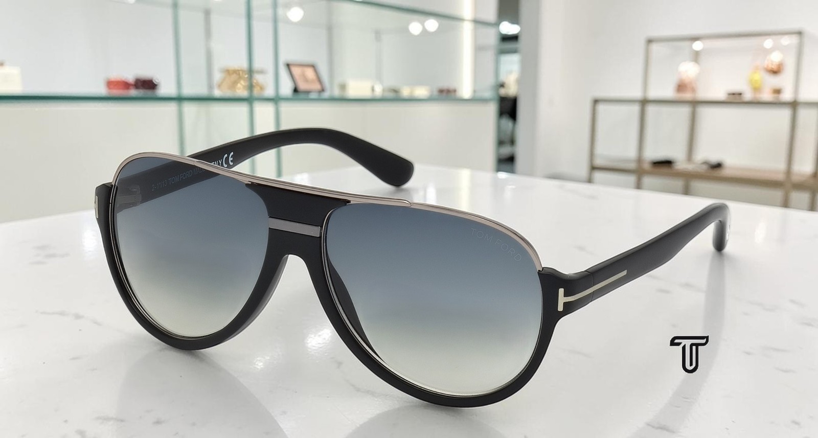 Tom Ford Dimitry FT0334 02W Matte Black Gradient Blue 59 mm Men\'s Sunglasses