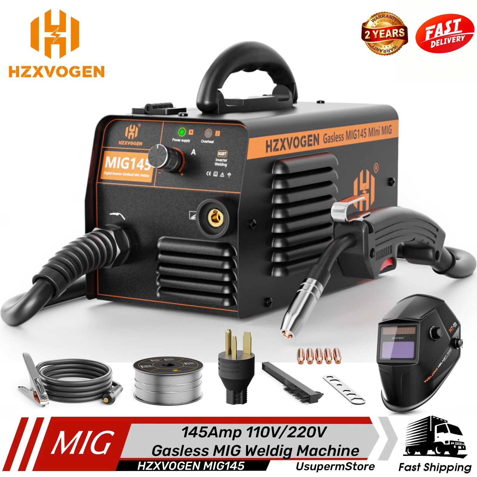 110V/220V Mini MIG Welder MIG Welding Machine Gasless Flux Core Weld Iron 145A