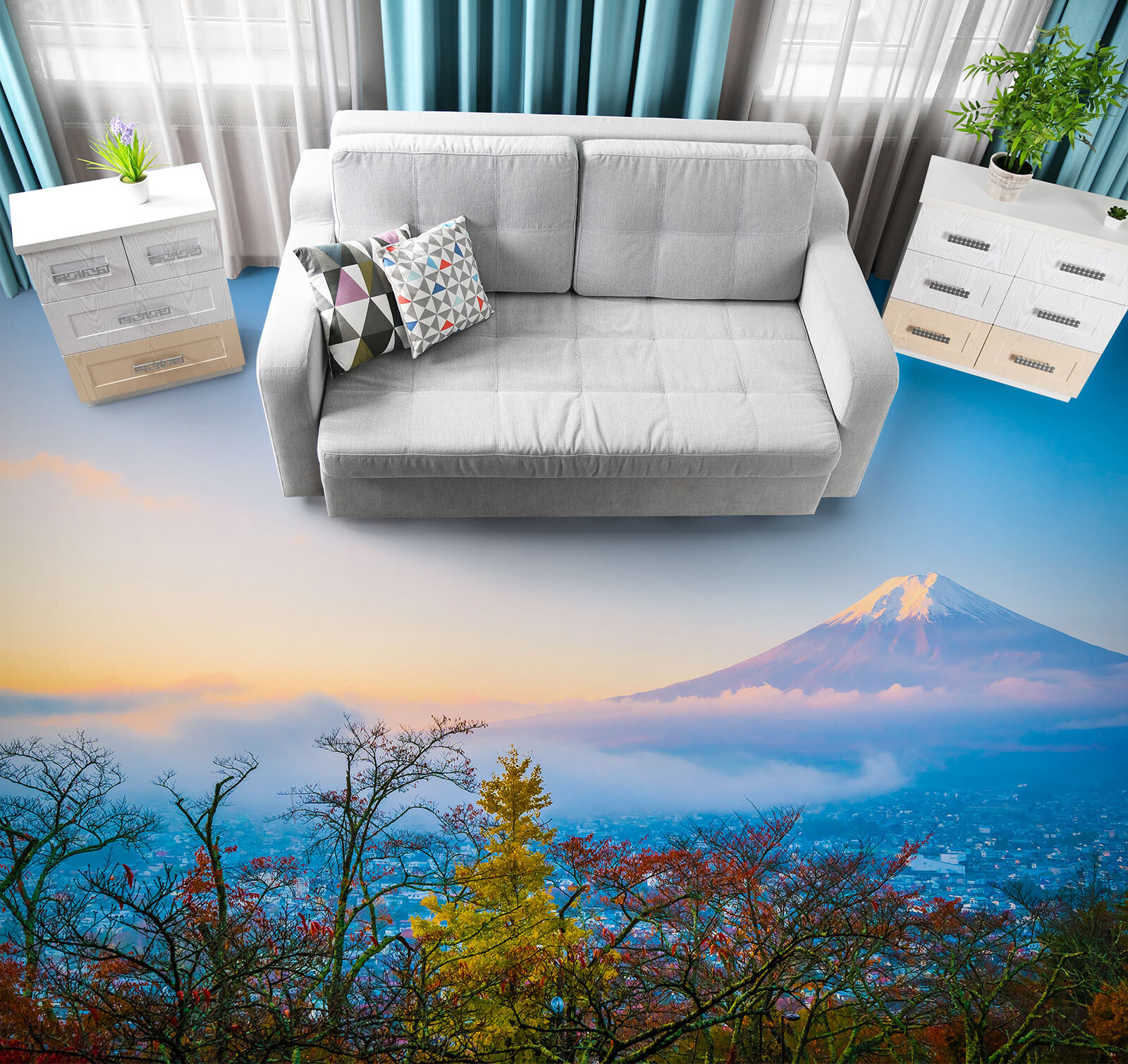 3D Mountain Trees SKE1777 Floor WallPaper Print Decal Epoxy Floor Deco Kay
