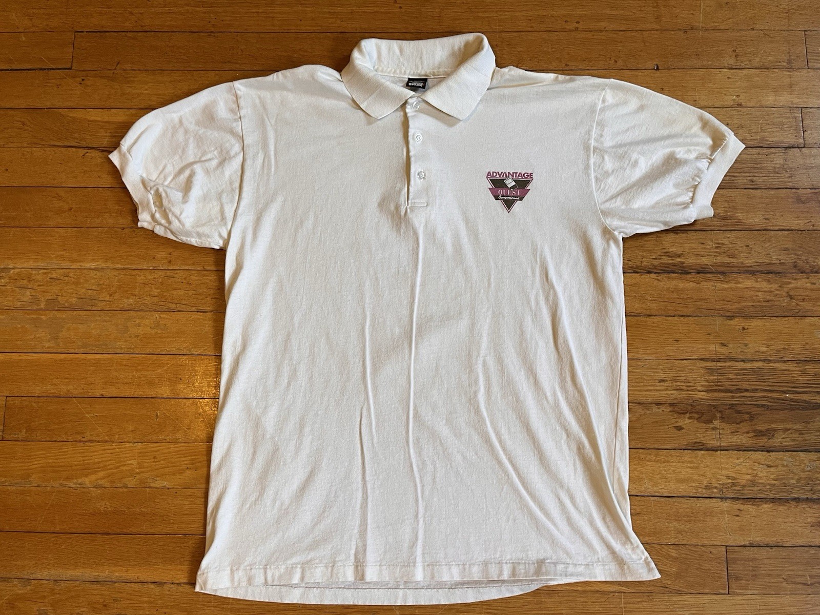 VINTAGE 80s Apple Advantage Quest Computerland Polo Shirt Men’s XL White