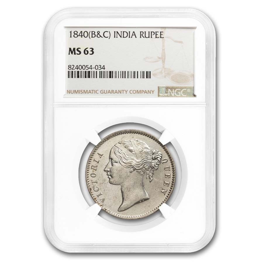 1840 (B&C) British India Silver Rupee Victoria MS-63 NGC 1840 (B&C) British India Silver Rupee Victoria MS-63 NGC