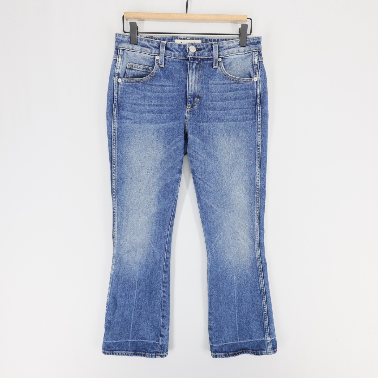 AMO Jane Jeans Womens 28 Blue Cropped Kick Flare Mid Rise Stretch