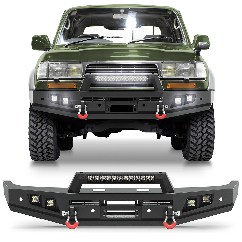 For 1992-1997 Toyota Land Cruiser LC80 Steel Front Bumper w/D-rings+Sensor Holes For 1992-1997 Toyota Land Cruiser LC80 Steel Front Bumper w/D-rings+Sensor Holes