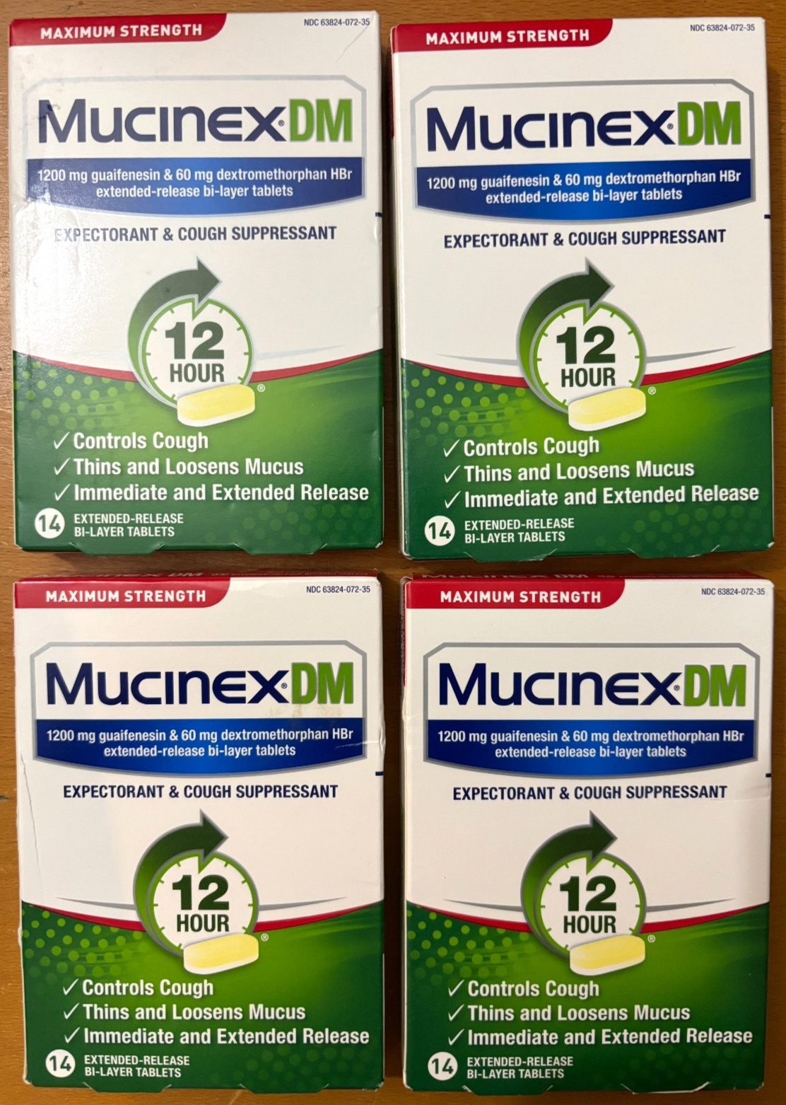 Mucinex DM 12HR Max Strength Cough & Expect. 14/ct *LOT OF 4* EXP: 08/2027