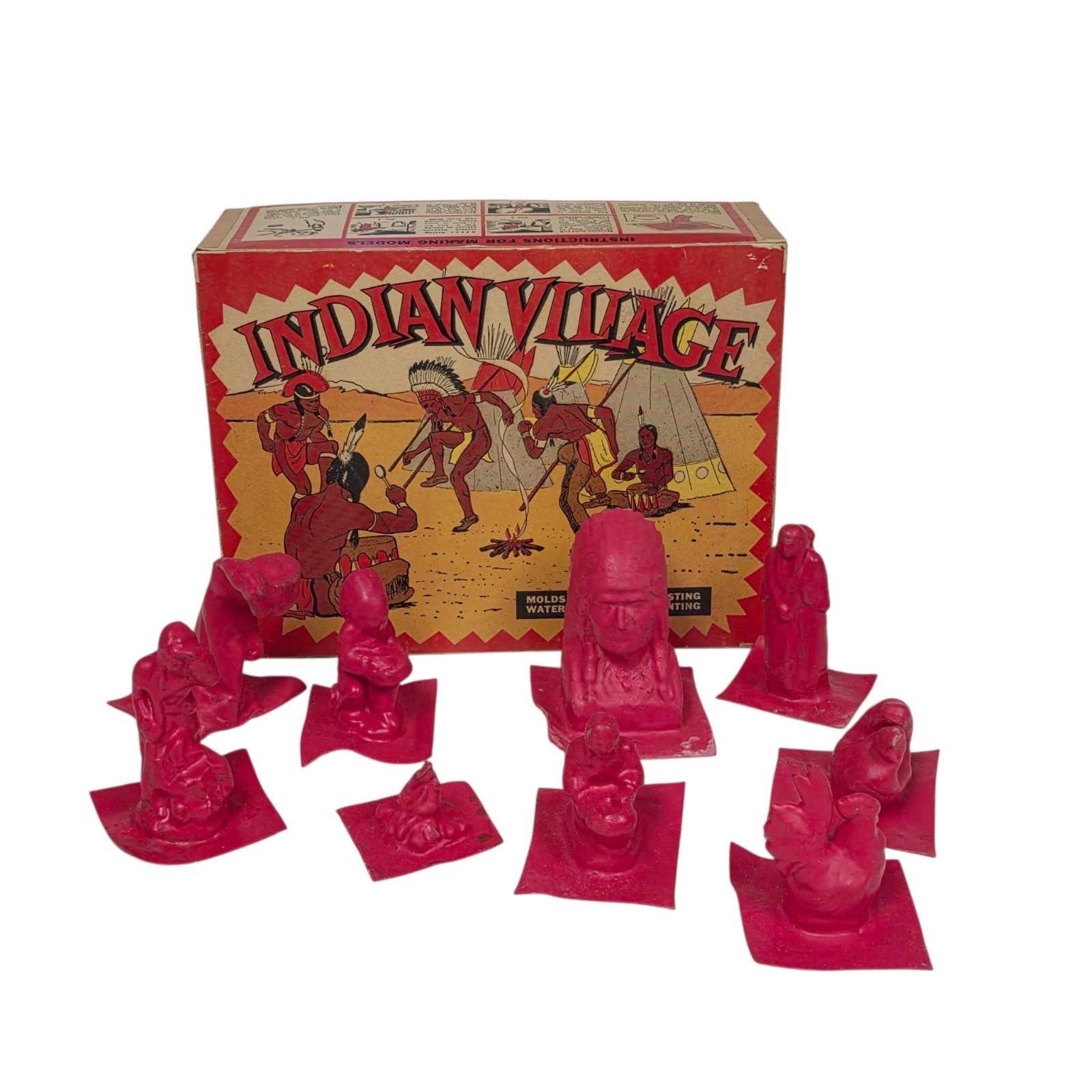 Vintage 1969 Bersted\'s Hobby Craft Indian Village No 31 Mold Set Box Figures 