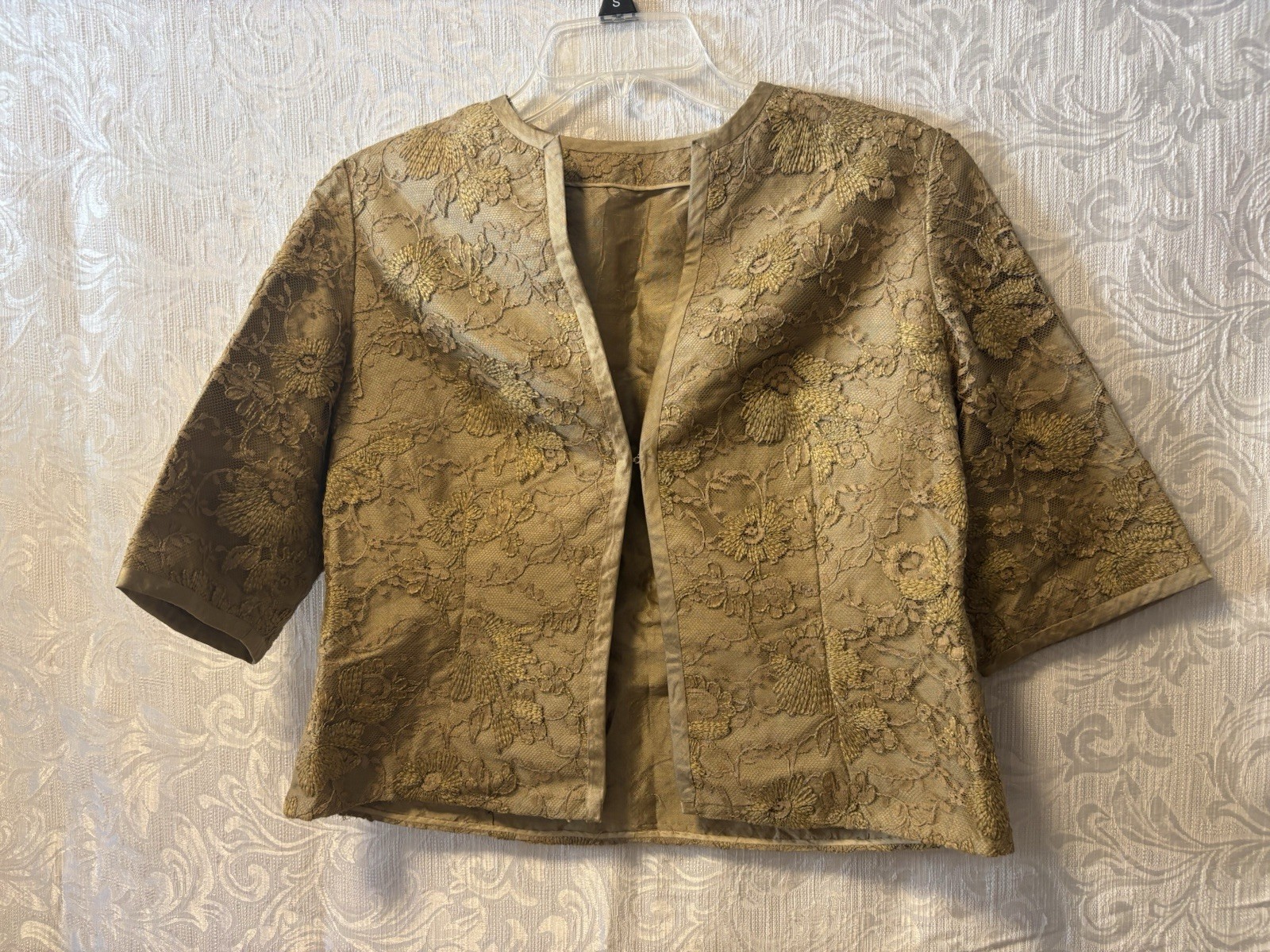 Vtg Gold Tone Brocade Handmade Mid Century Fashion Formal Jacket Size Medium Vtg Gold Tone Brocade Handmade Mid Century Fashion Formal Jacket Size Medium