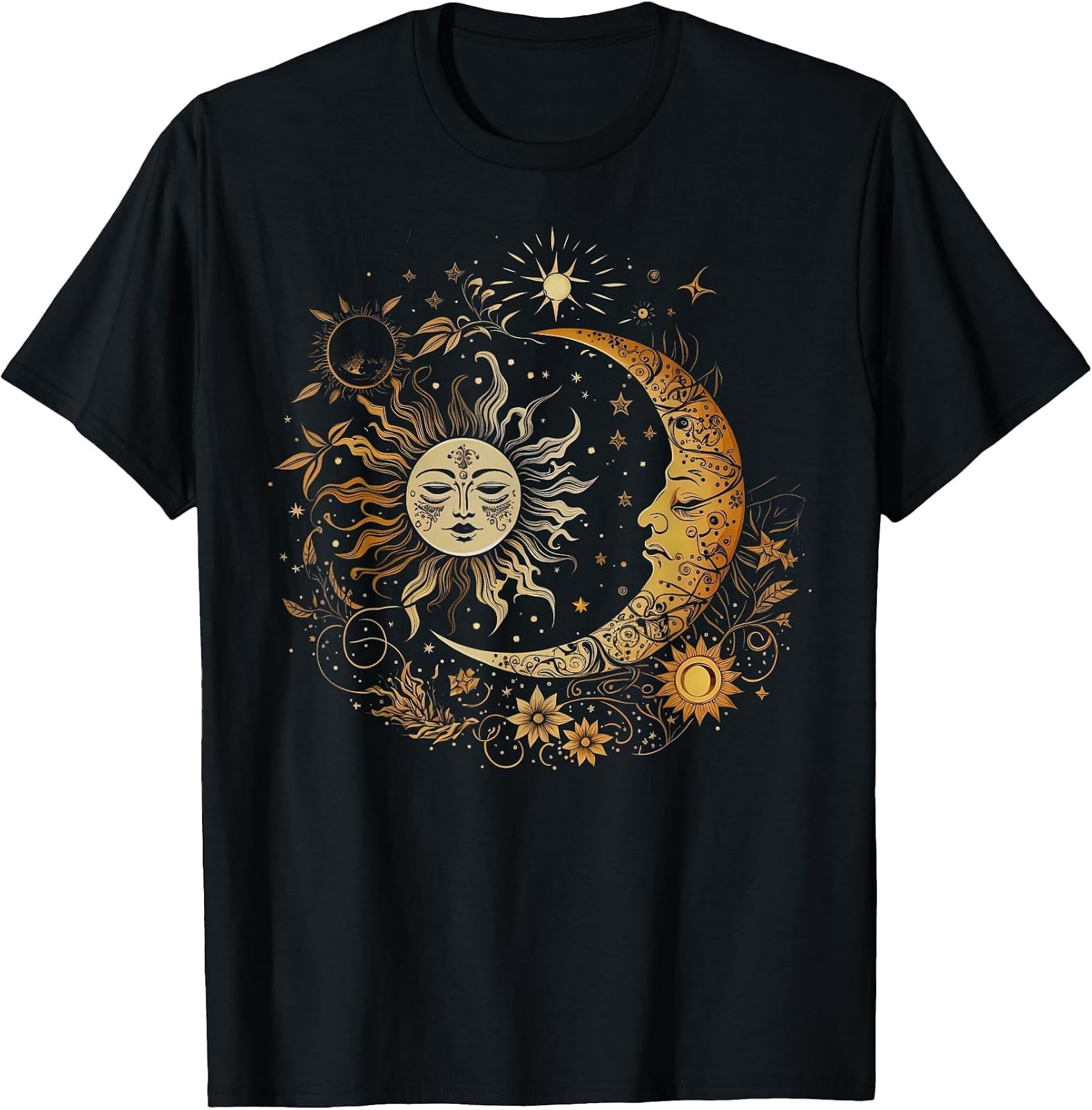Vintage Celestial Sun Moon Flower Astrology Moon Phases T-Shirt Vintage Celestial Sun Moon Flower Astrology Moon Phases T-Shirt