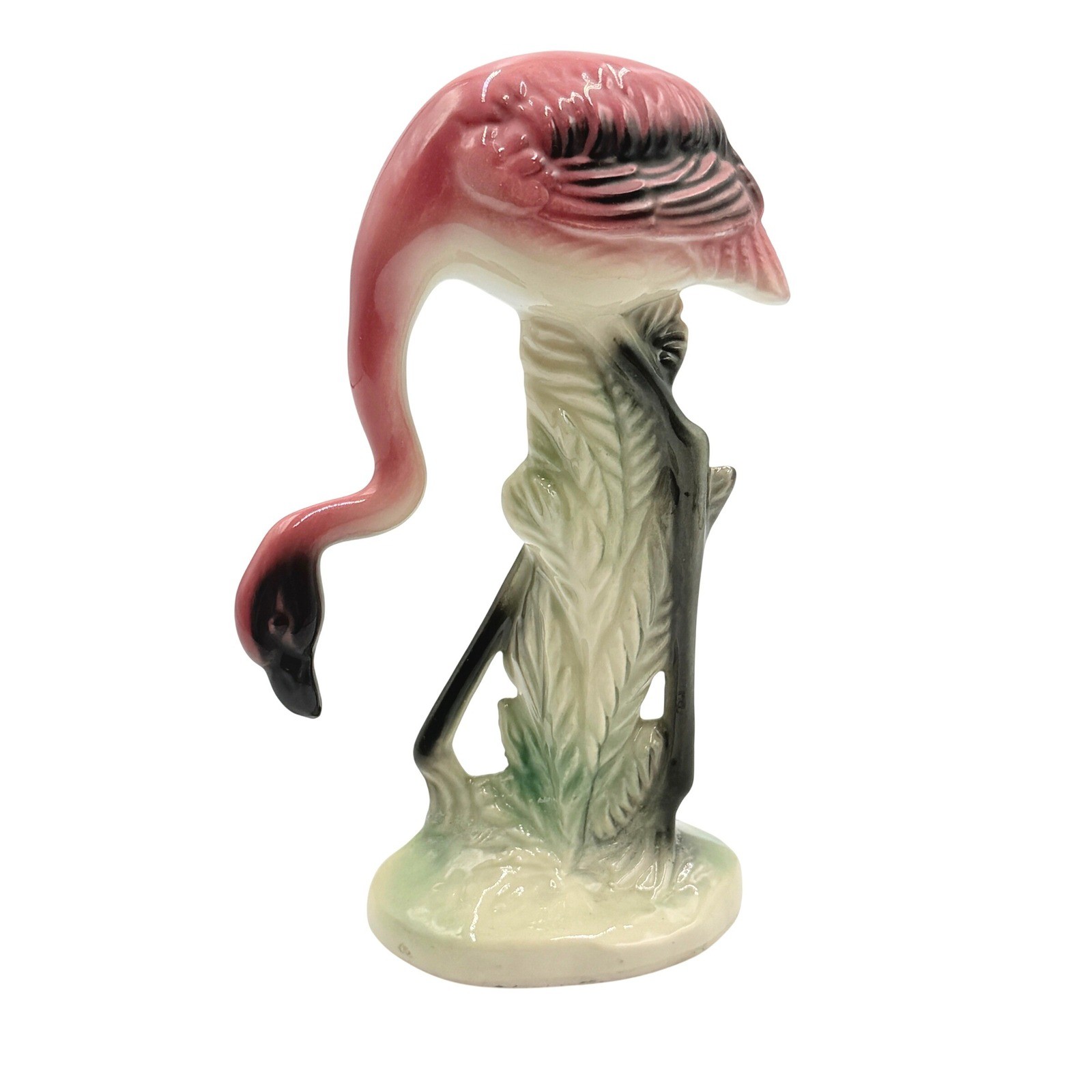 Vintage Flamingo Figurine Ceramic Pink Tropical MCM Retro Coastal Kitsch Decor