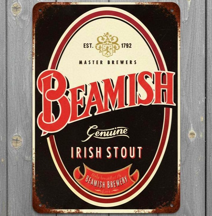 Beamish Genuine Irish Stout Beer 8 x 12 Novelty Metal Sign Made In USA