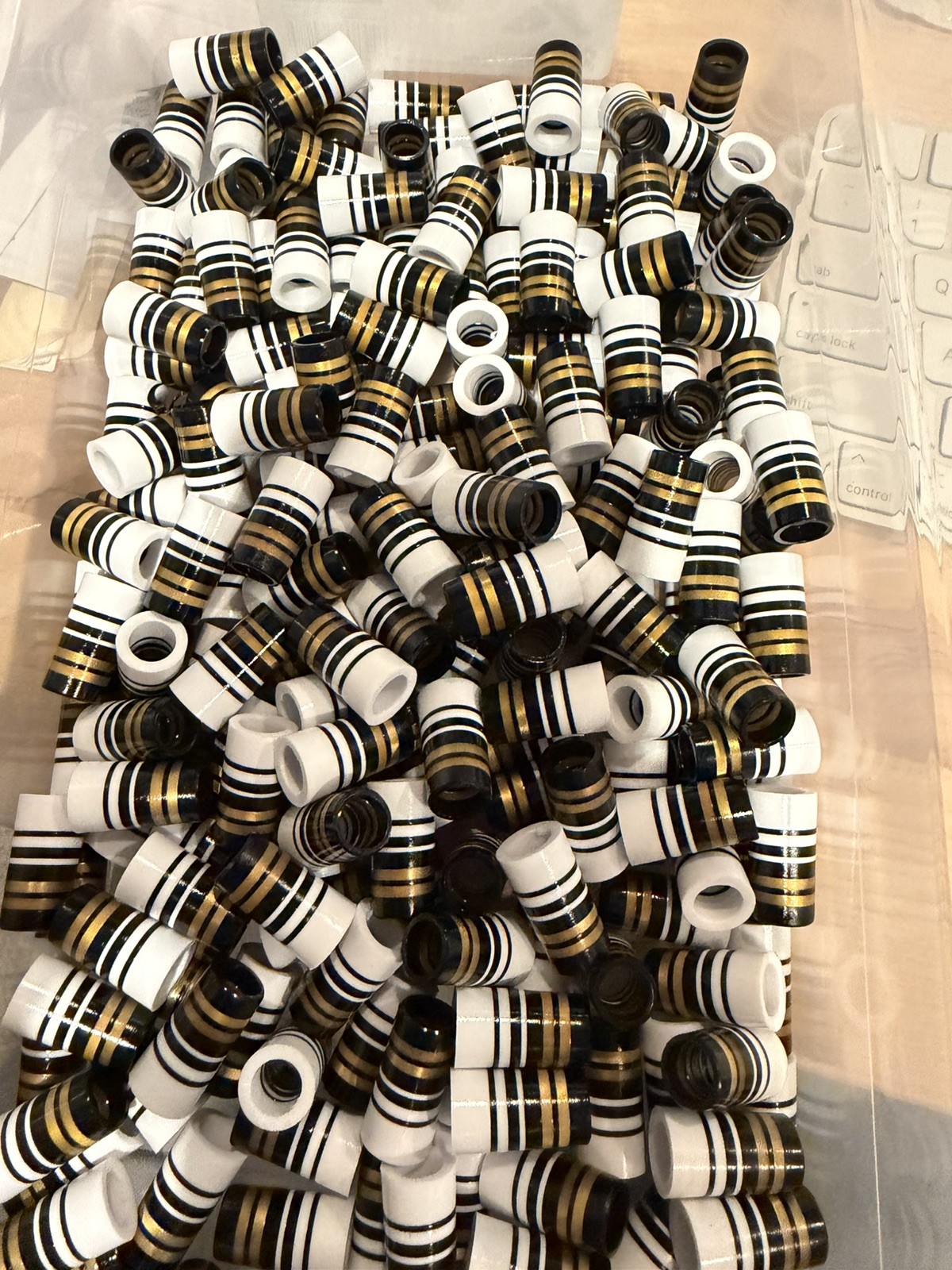 10-Custom White/Black/Gold .355 taper tip Golf Ferrules