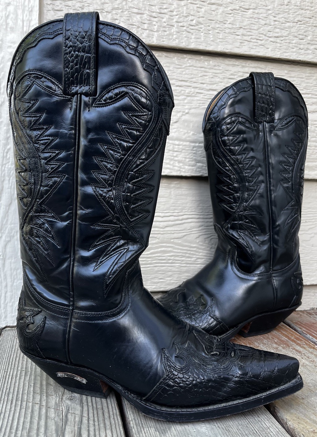 Sendra Men\'s 8 Black Leather Western Cowboy Boots Spain