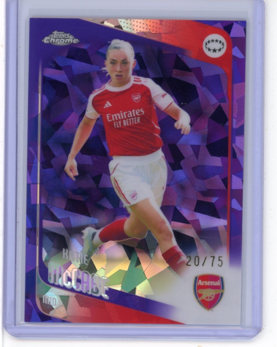 2025-26 TOPPS CHROME UEFA WOMEN\'S UWCL SAPPHIRE PURPLE KATIE MCCABE 20/75