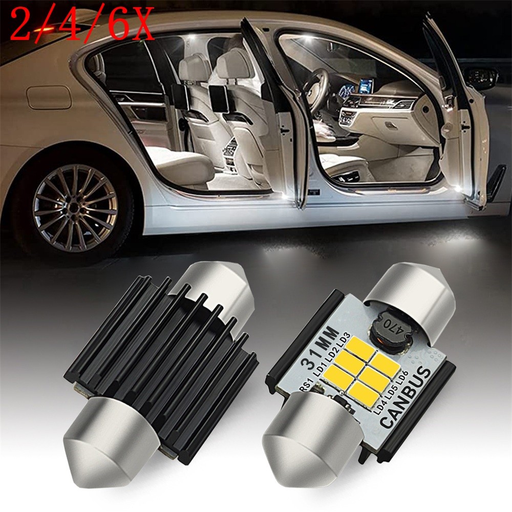 2/4/6X AUXITO 31MM DE3175 DE3021 LED Festoon Dome Map Interior Light Bulbs White