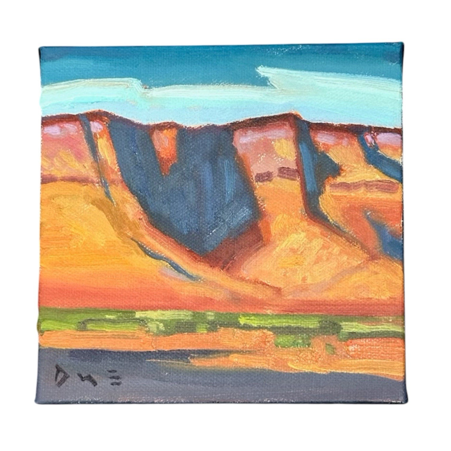 Original Landscape Painting Western Canyon Clouds Signed Impresssionist 6x6 Art Original Landscape Painting Western Canyon Clouds Signed Impresssionist 6x6 Art