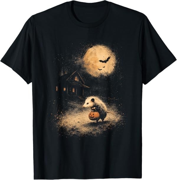 Vintage Opossum Halloween Funny Possum Pumpkin Spooky Moon T-Shirt Vintage Opossum Halloween Funny Possum Pumpkin Spooky Moon T-Shirt