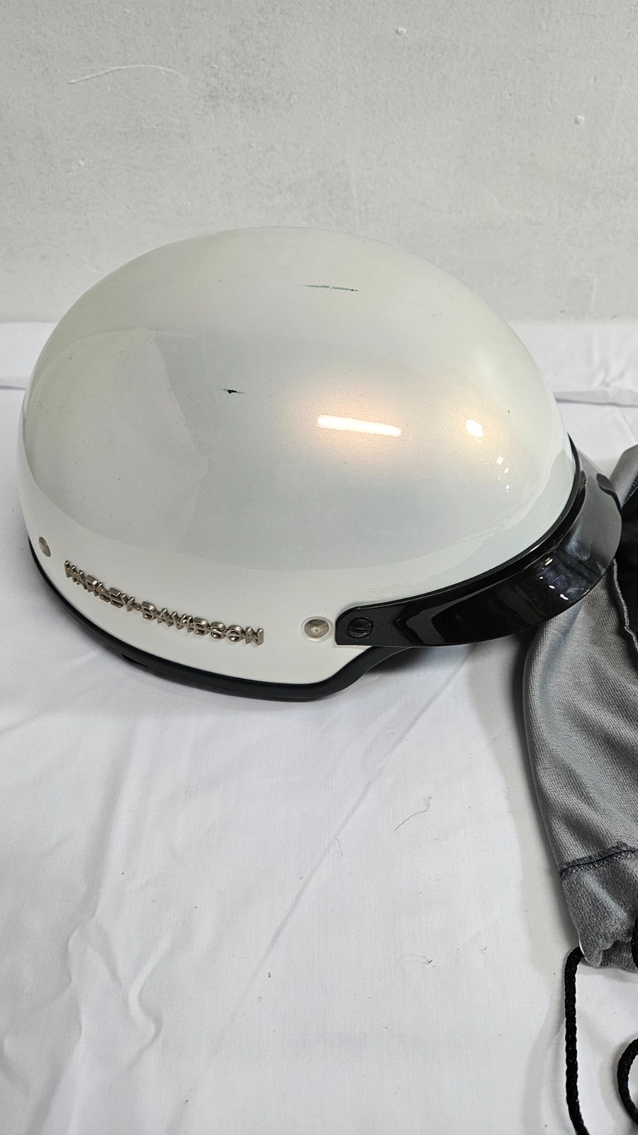 Vintage 2004 Harley-Davidson Pearl white midway half helmet size Med