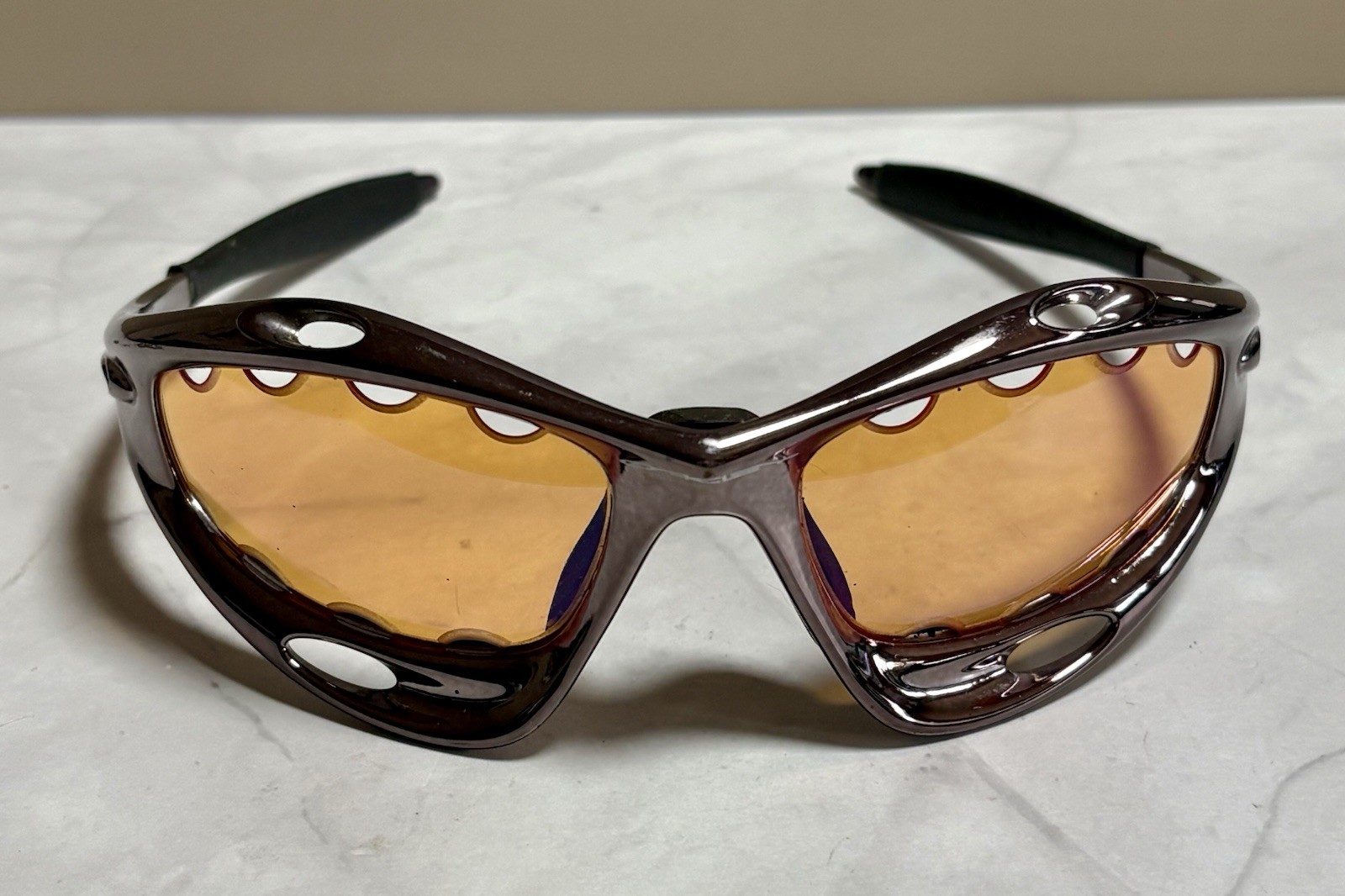 RARE Y2K Oakley PRO RACING JACKET FMJ Dark Chrome Sunglasses W/G30 Lenses- READ