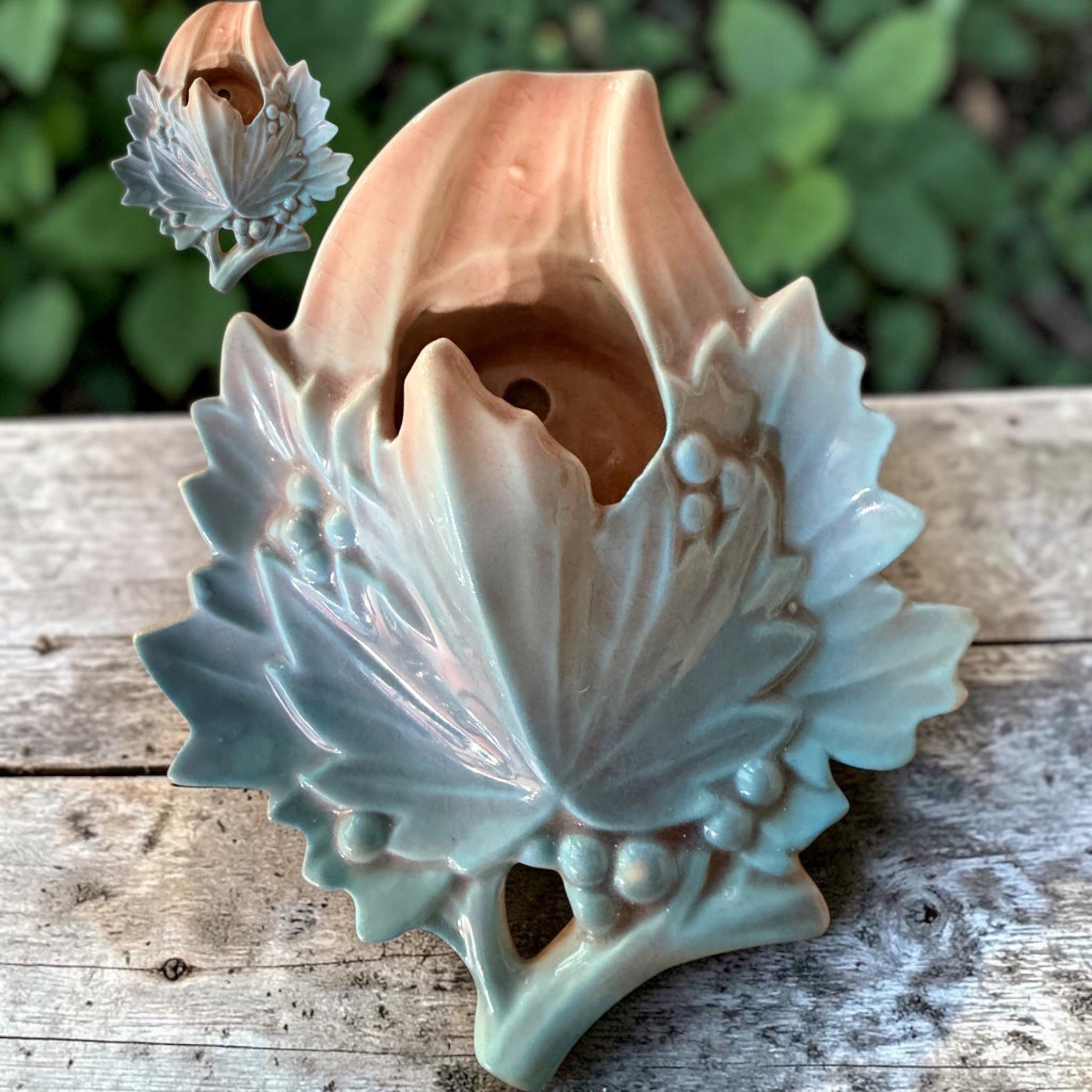 Vintage McCoy Pottery Leaf Wall Pocket Plaque 7x6 1950’s Excellent Condition 🍁