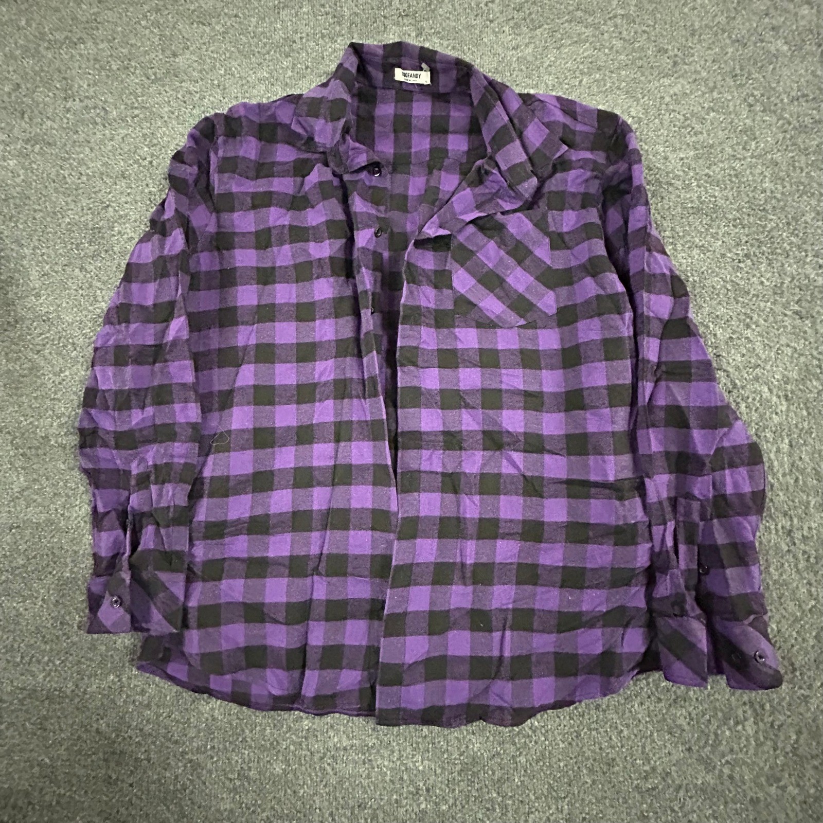 Coofandy Flannel Shirt Mens Size XL Purple Black Buffalo Plaid Long Sleeve Shirt