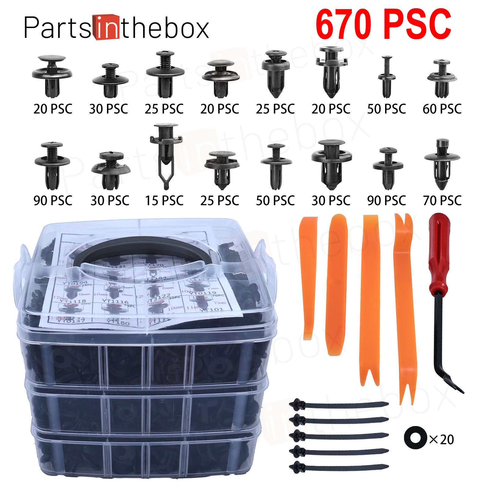 670PCS Car Retainer Clips Kit Auto Panel Trim Fasteners Push Pin Rivet Bumper