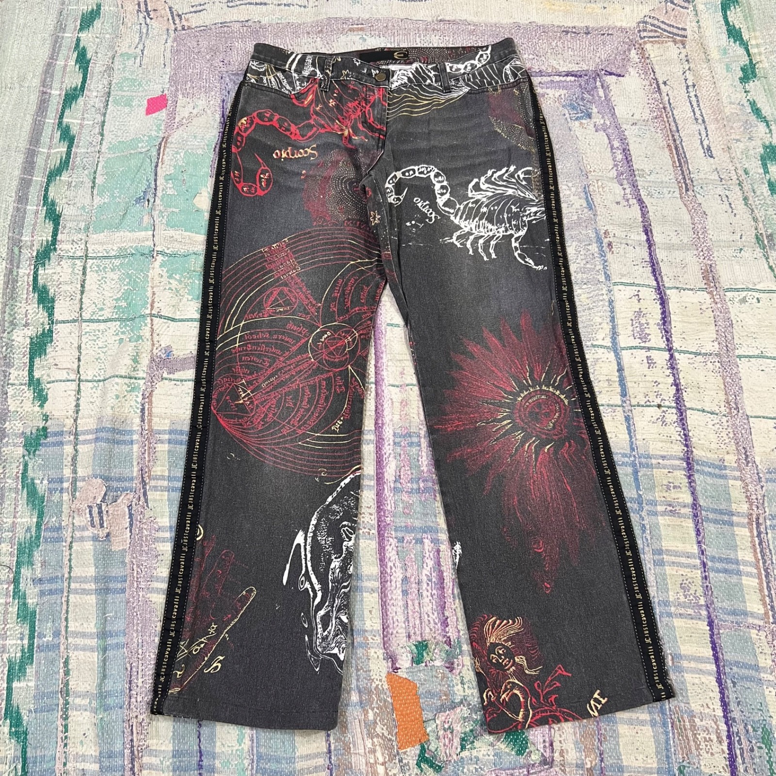 2003 Just Cavalli Astrology Zodiac Resurrection Jeans Roberto Bootcut Rare 33x30
