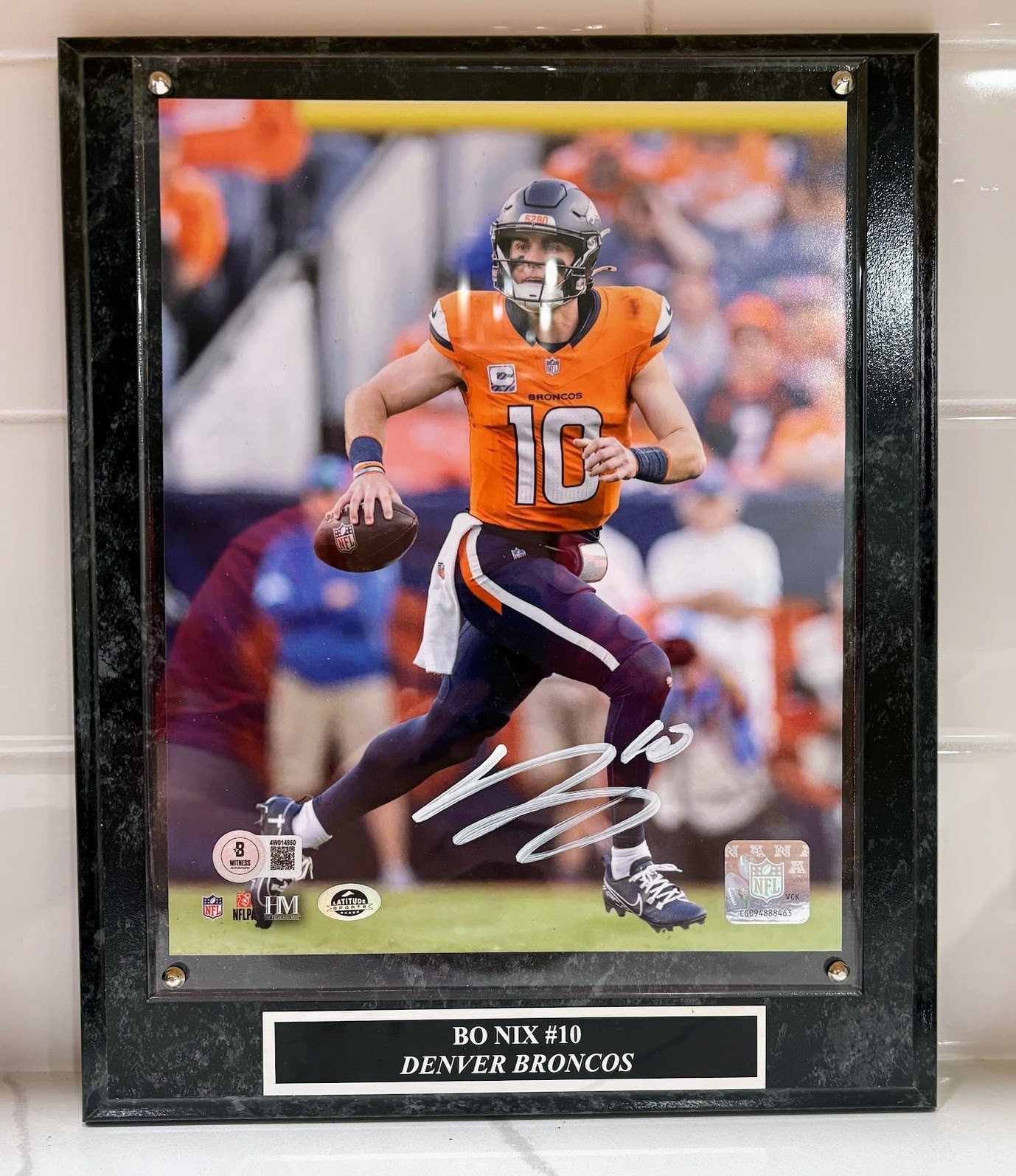 Bo Nix Autographed 8x10 Photo with Plaque — Denver Broncos | Beckett BAS COA