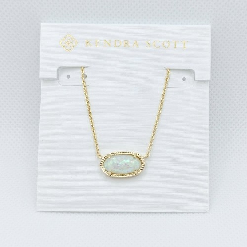 Kendra Scott Elisa Gold Plated Pendant Necklace in White Opal