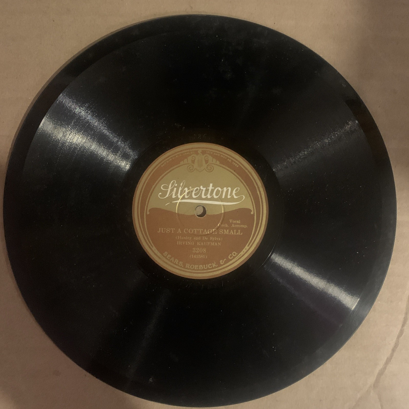 Irving Kaufman, 78 rpm, V, Just A Cottage Small, 3208