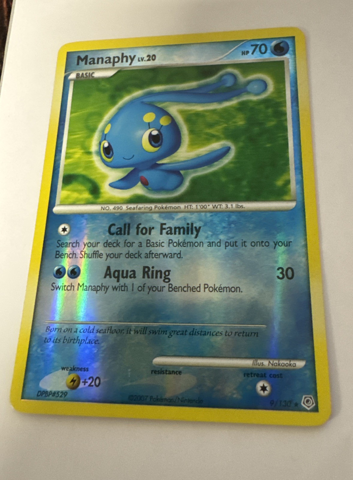 Manaphy 9/130 Diamond and Pearl Reverse Holo Manaphy 9/130 Diamond and Pearl Reverse Holo