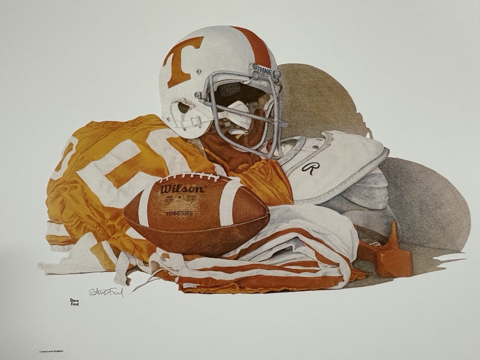 Steve Ford Tennessee Volunteers Vintage UT 1977 Signed Art Print NCAA Football 