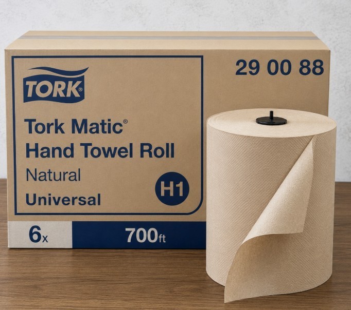 Tork Matic H1 Hand Towel Rolls 6 Pack 700 ft Natural Recycled Paper 290088
