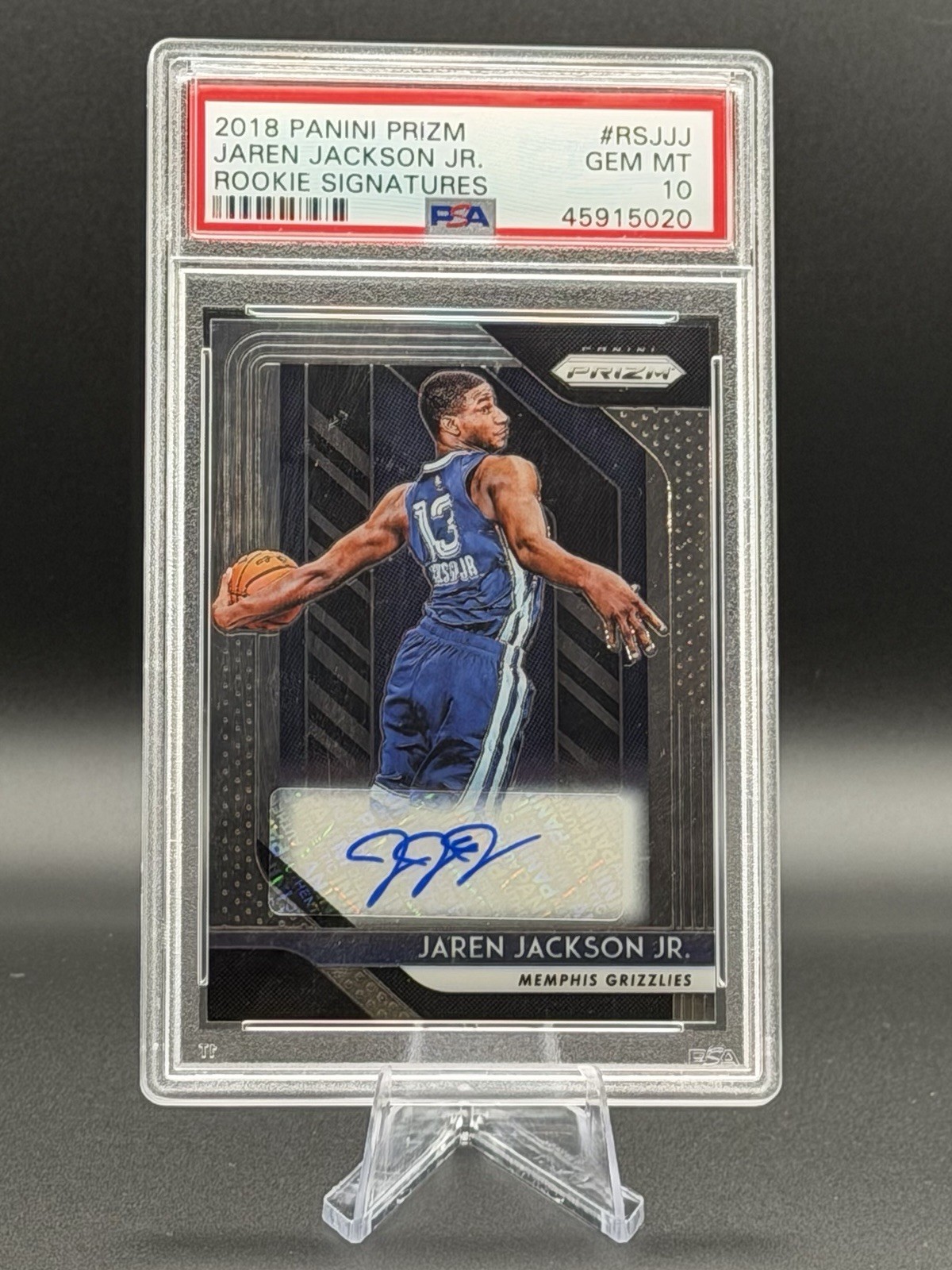 2018-19 Panini Prizm Jaren Jackson Jr Rookie Signatures RC Auto PSA 10 GEM MINT