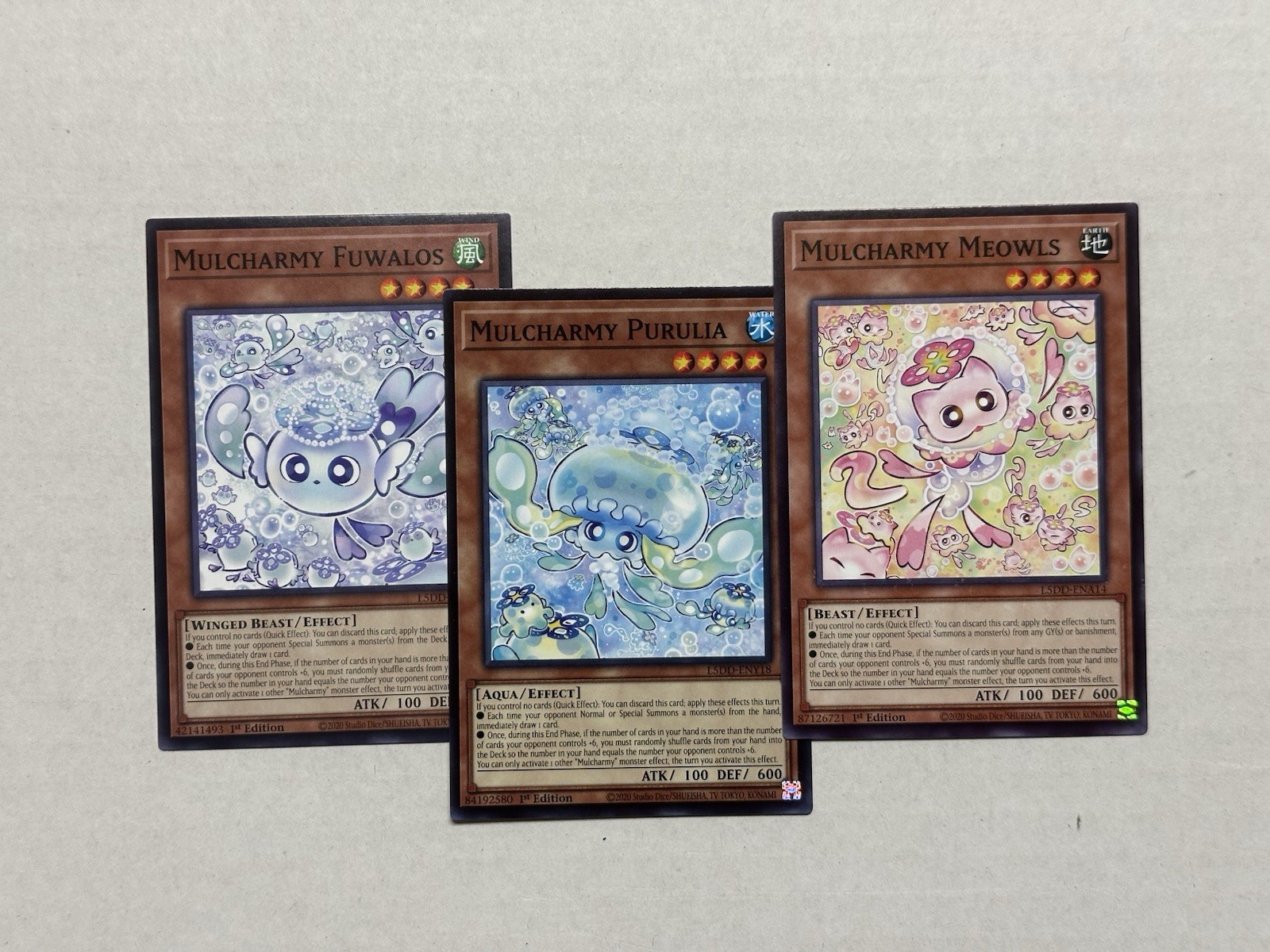 Mulcharmy Purulia Fuwalos Meowls Yugioh L5DD Common Set Of 3
