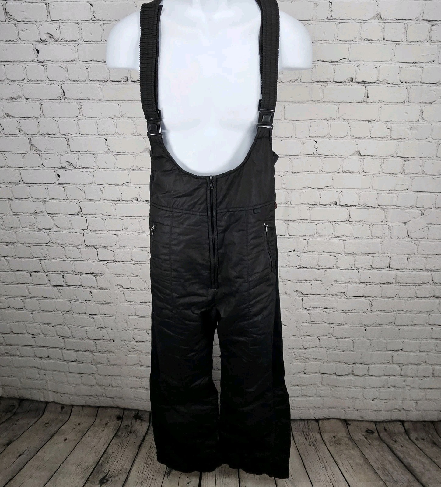 VTG Peter J Black Insulated Adjustable Bootcut Snow Ski Bibs Pants Large L