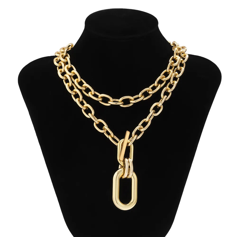 Women\'s Jewelry Exaggerated Chunky Mult-Layer Chain Choker Necklace Lightweight 