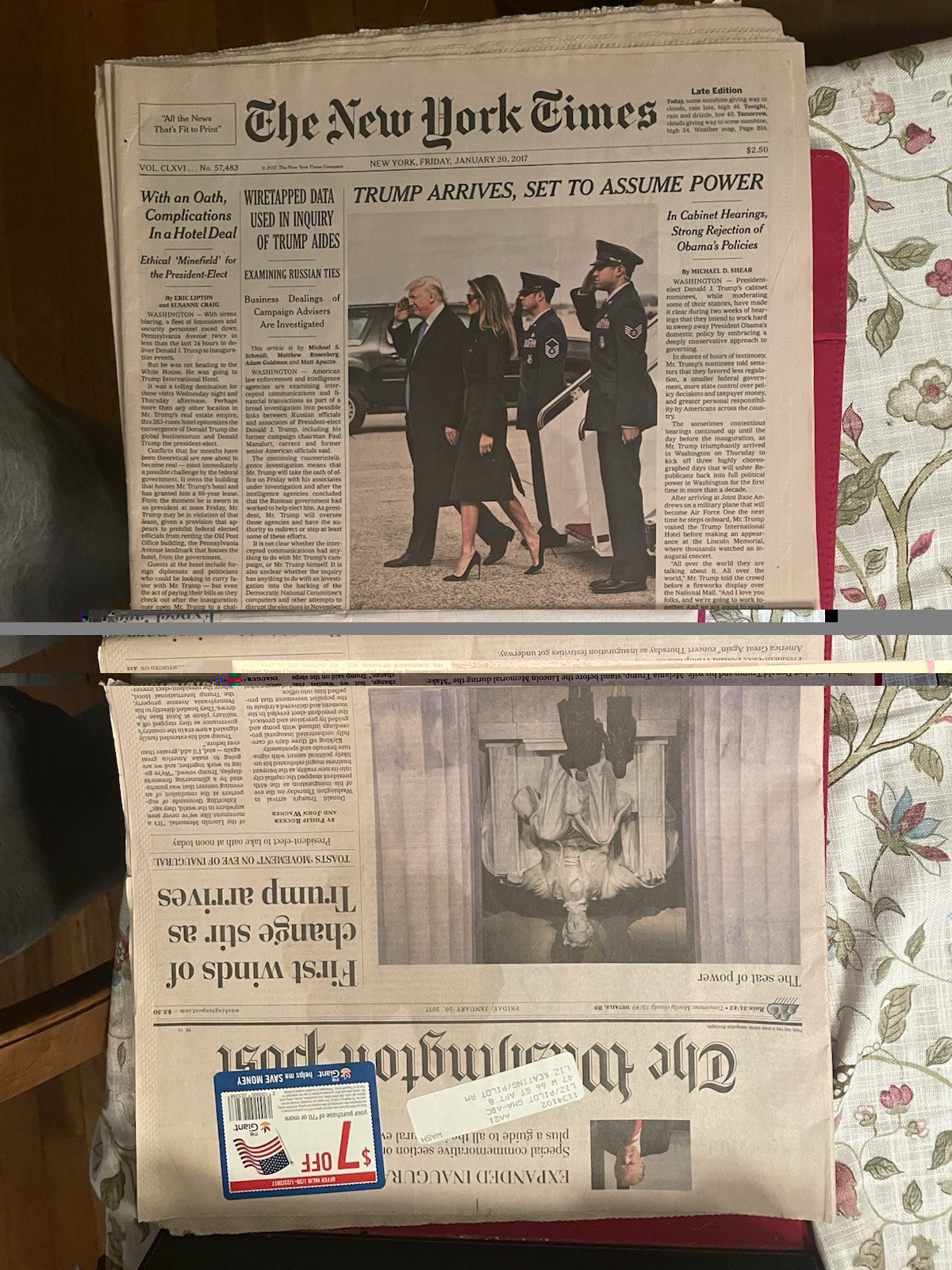 X2 The New York Times Late Edition Friday January 20, 2017 - Washington Post