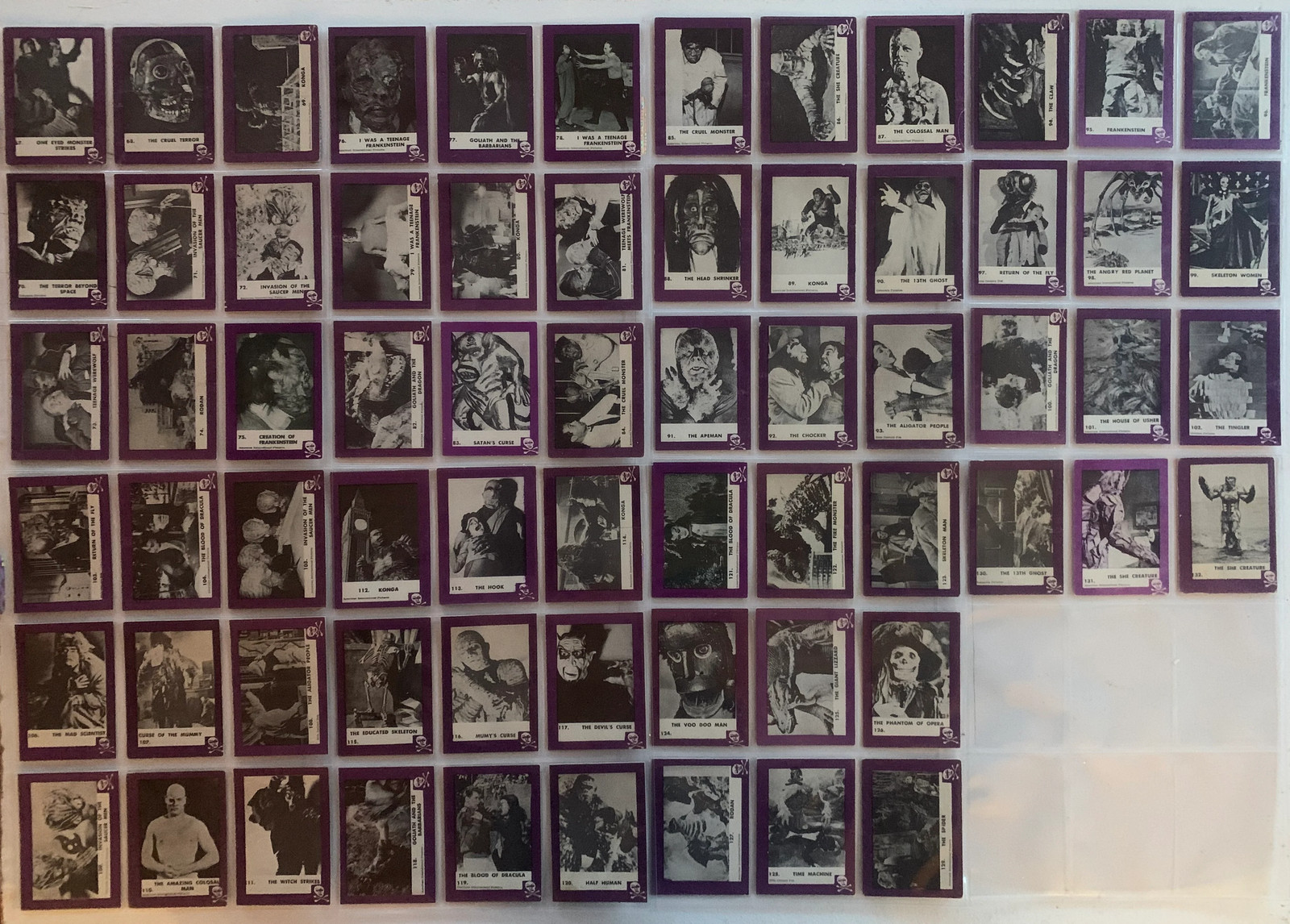 1963 Rosan Terror Monsters Series 2 Purple Complete 66-Card Set #67-132 EX