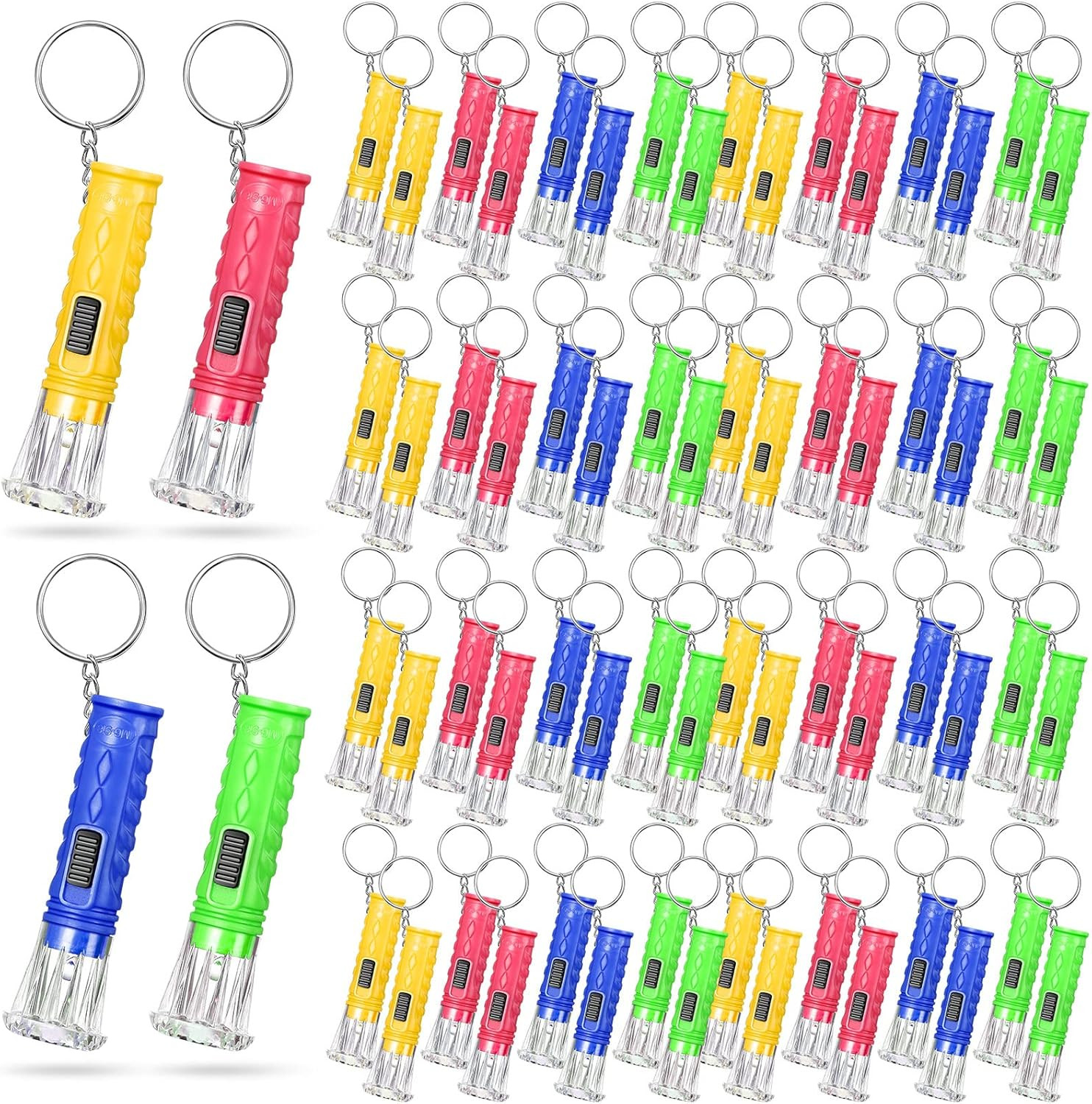 Jexine 100 Pcs Mini Flashlight Keychain Bulk,Bright | Tiny LED Flashlights, Brig