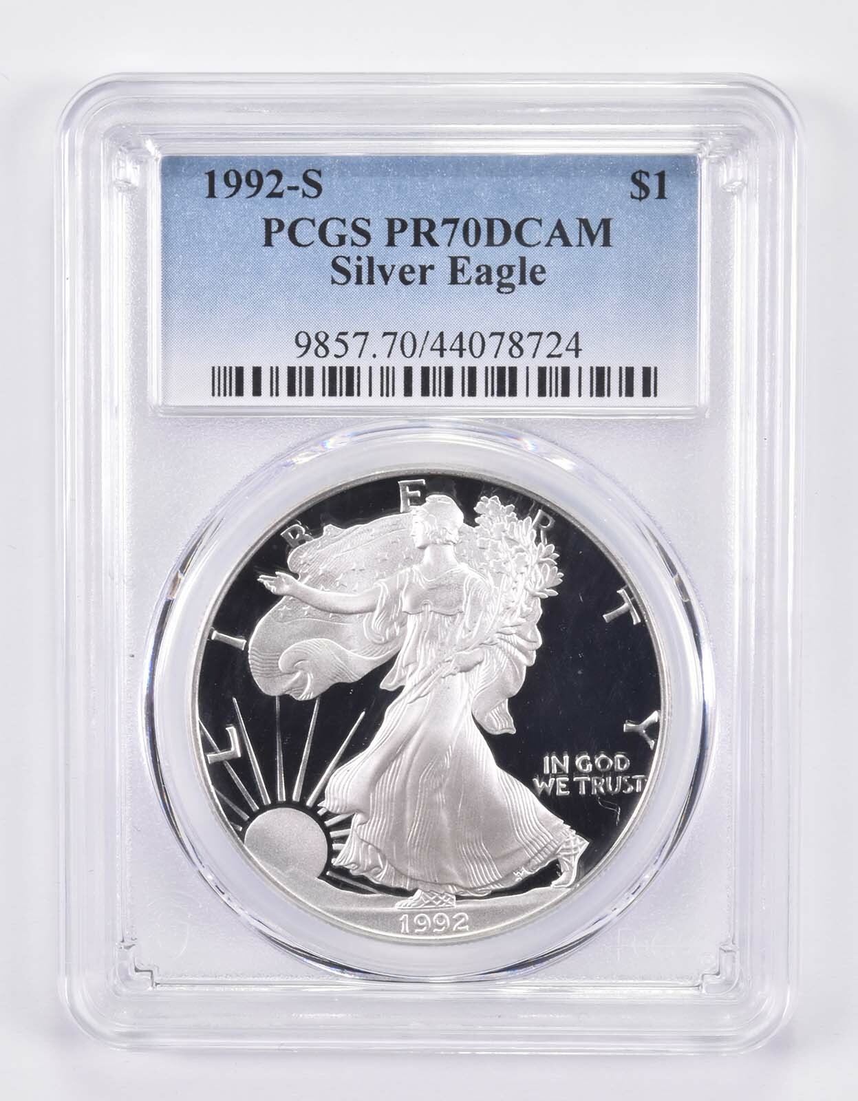 1992-S American Silver Eagle PR70 DCAM PCGS Blue Label