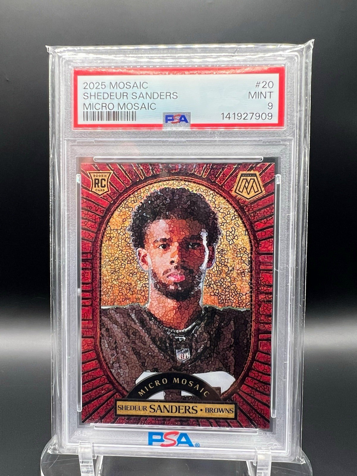 2025 Panini Mosaic Shedeur Sanders Micro Mosaic RC Insert #20 Browns PSA 9
