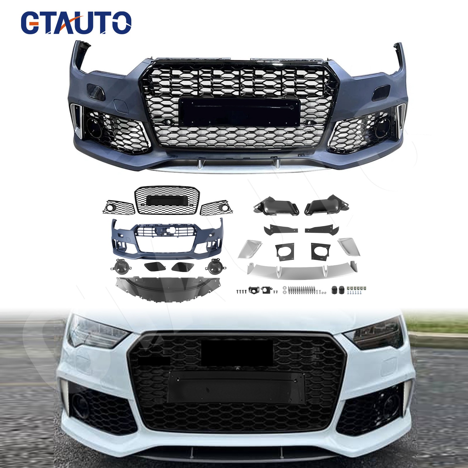 New Front Bumper Body Kit For 16-18 Audi A7 S7 Standard To RS7 Renn Sport Style