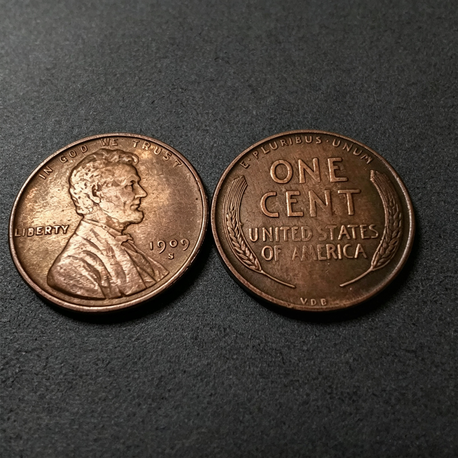 1909 S vdb Lincoln Wheat Cent As shown in the figure